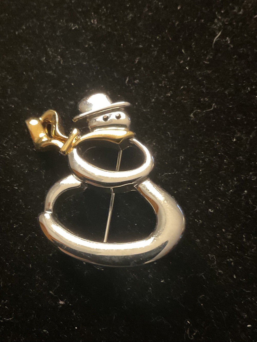 Lia Sophia Silver-Tone Snowman Brooch with Gold Accent